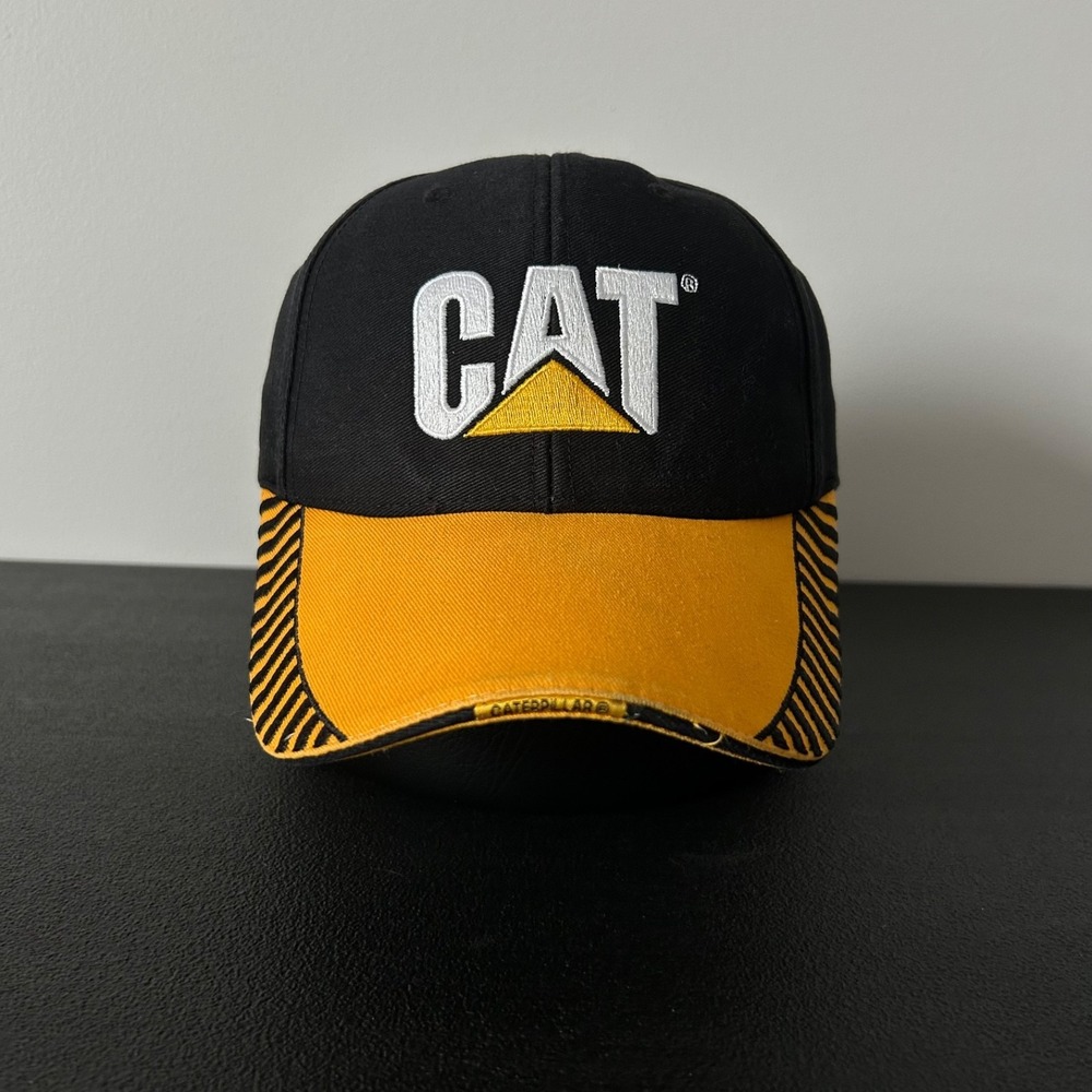 Vintage Cat Hat Cap Strap Back adjustable BlacK Caterpillar Heavy Equipment Mens